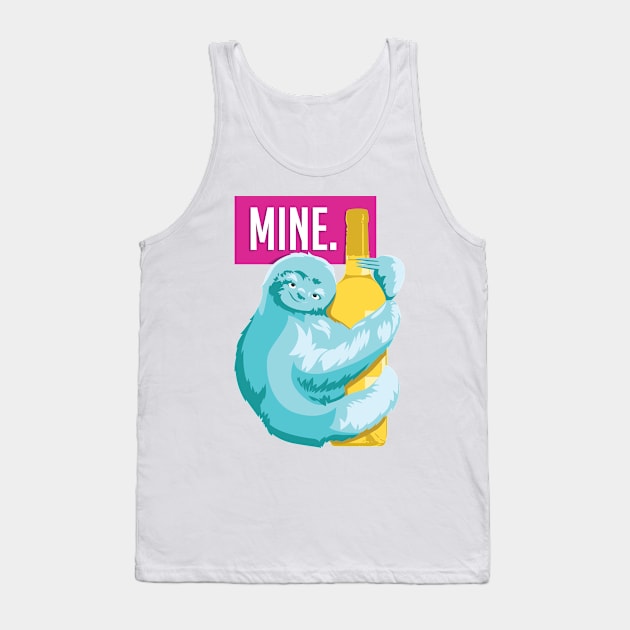 Wine Sloth Hug "Mine" Colorful Tank Top by polliadesign